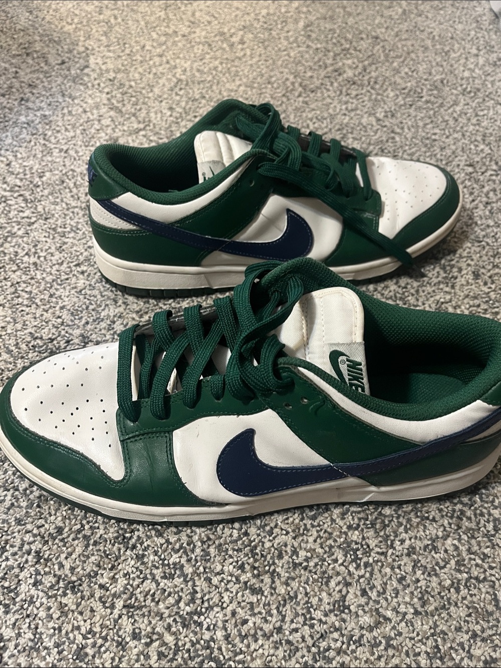 Nike Dunk Men’s Low-Top Sneakers - White, Forest Green & Navy Swoosh